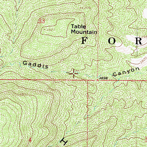 Topographic Map of Gaddis Canyon Spring, AZ