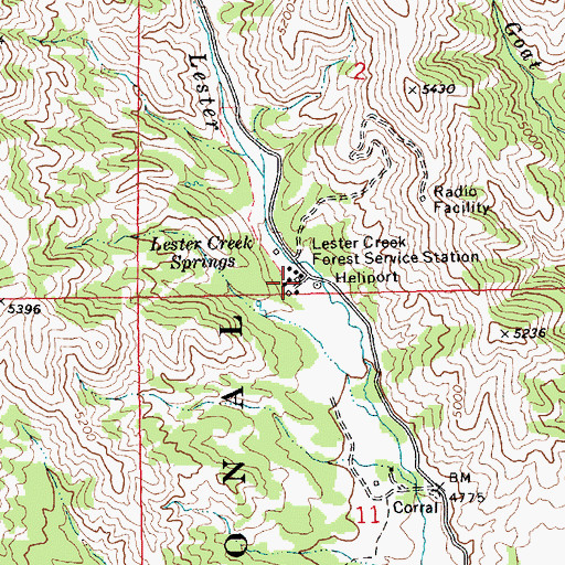 Topographic Map of Lester Creek Forest Service Station, ID