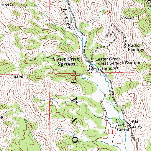 Topographic Map of Lester Creek Springs, ID