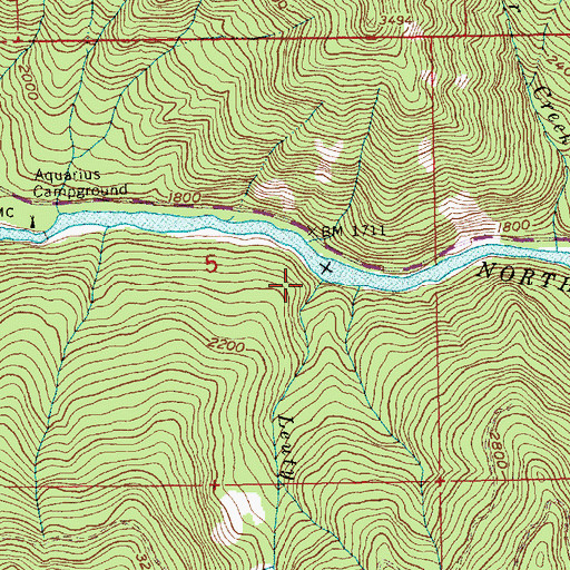 Topographic Map of Leuty Creek, ID