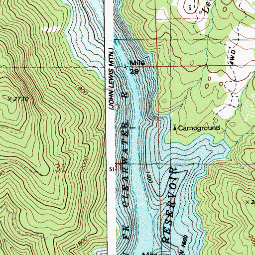 Topographic Map of Lewis Creek, ID
