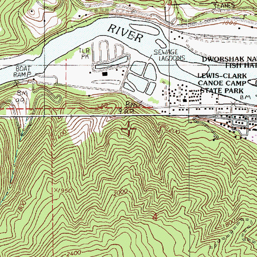 Topographic Map of Lewis-Clark Canoe Camp State Park, ID
