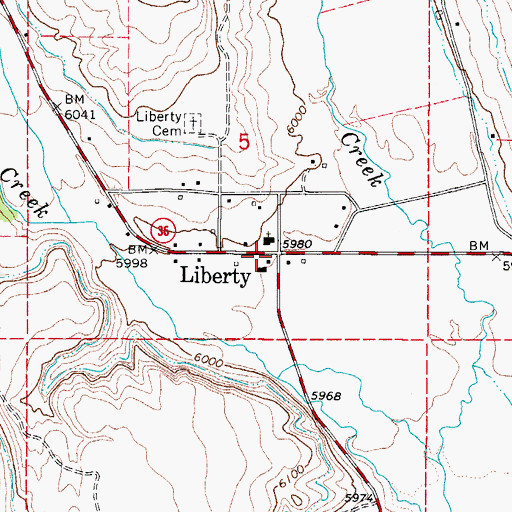 Topographic Map of Liberty, ID