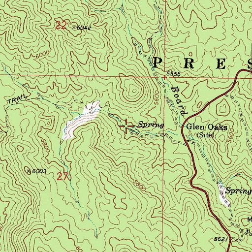 Topographic Map of Glen Oaks Spring, AZ