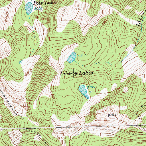 Topographic Map of Liberty Lakes, ID