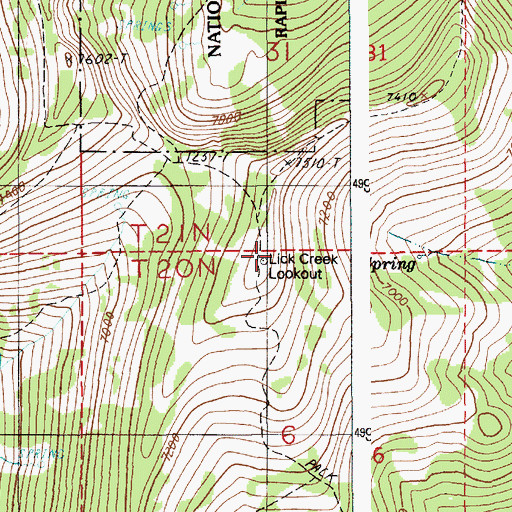 Topographic Map of Lick Creek Lookout, ID