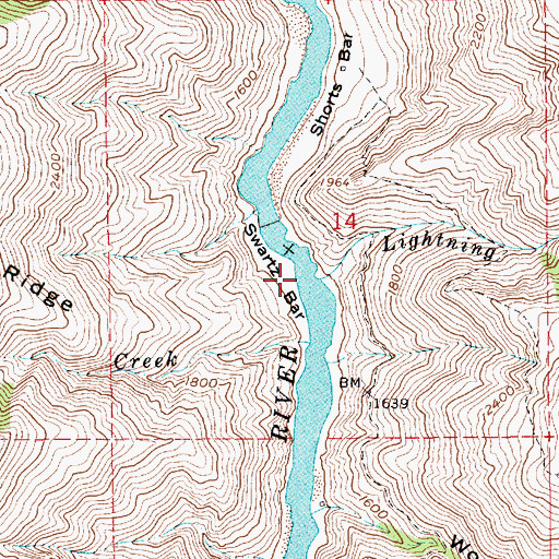 Topographic Map of Lightning Creek, ID