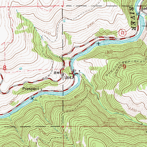 Topographic Map of Lightning Creek, ID
