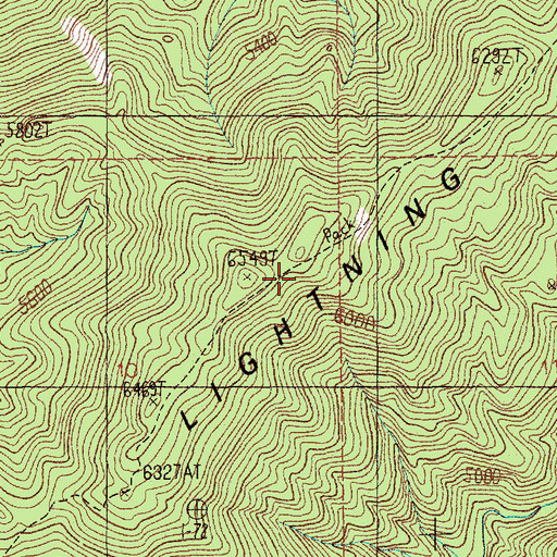 Topographic Map of Lightning Creek Trail (historical), ID