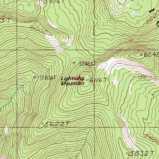 Topographic Map of Lightning Mountain, ID