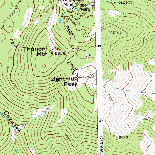 Topographic Map of Lightning Peak, ID