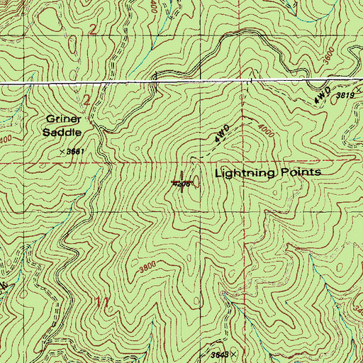 Topographic Map of Lightning Points, ID