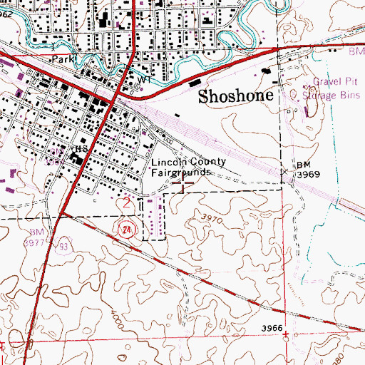 Topographic Map of Lincoln County Fairgrounds, ID
