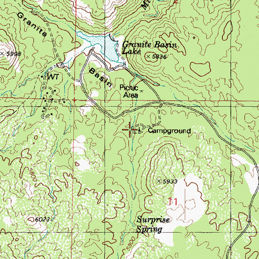 Topographic Map of Granite Basin Campground, AZ