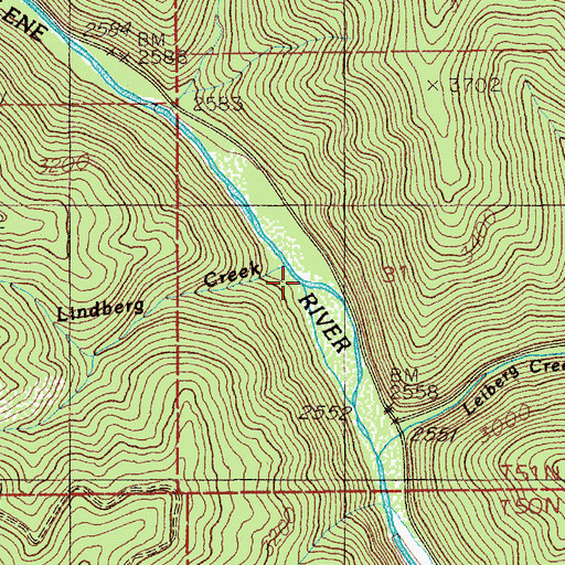 Topographic Map of Lindberg Creek, ID