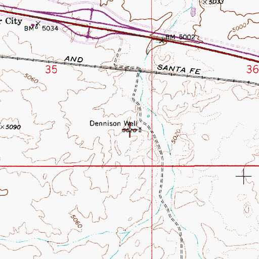 Topographic Map of Dennison Well, AZ
