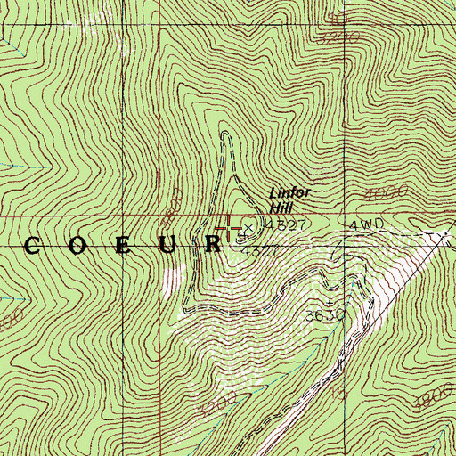 Topographic Map of Linfor Hill, ID