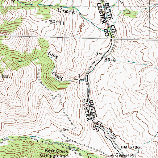 Topographic Map of Lion Creek, ID