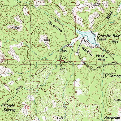 Topographic Map of Granite Basin Summer Homes, AZ