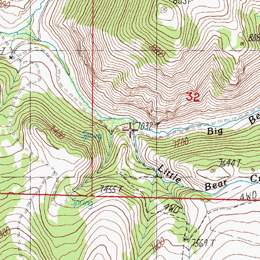 Topographic Map of Little Bear Creek, ID