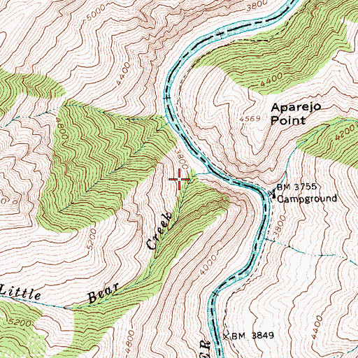 Topographic Map of Little Bear Creek, ID