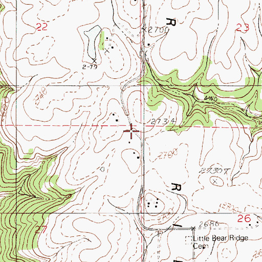 Topographic Map of Little Bear Ridge, ID