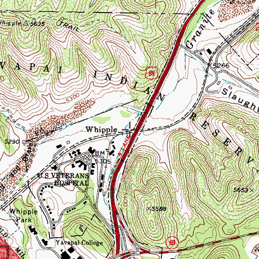 Topographic Map of Granite Creek Overpass, AZ
