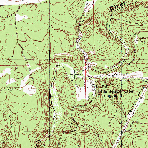 Topographic Map of Little Boulder Creek, ID