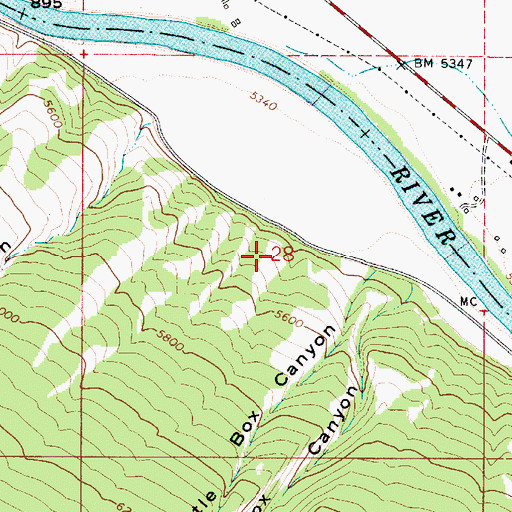 Topographic Map of Little Box Canyon, ID