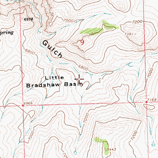 Topographic Map of Little Bradshaw Basin, ID