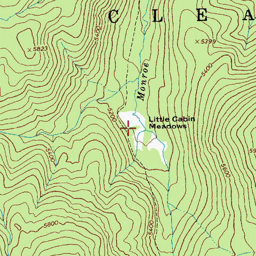 Topographic Map of Little Cabin Meadows, ID