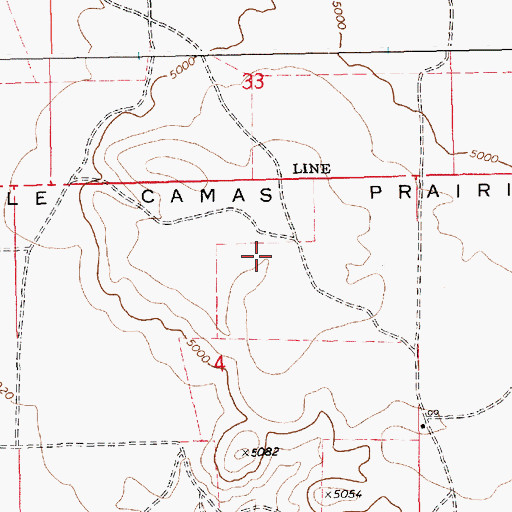 Topographic Map of Little Camas Prairie, ID