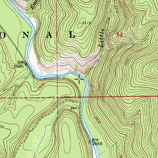 Topographic Map of Little Canyon Creek, ID