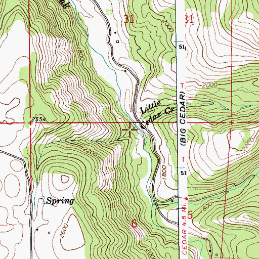 Topographic Map of Little Cedar Creek, ID