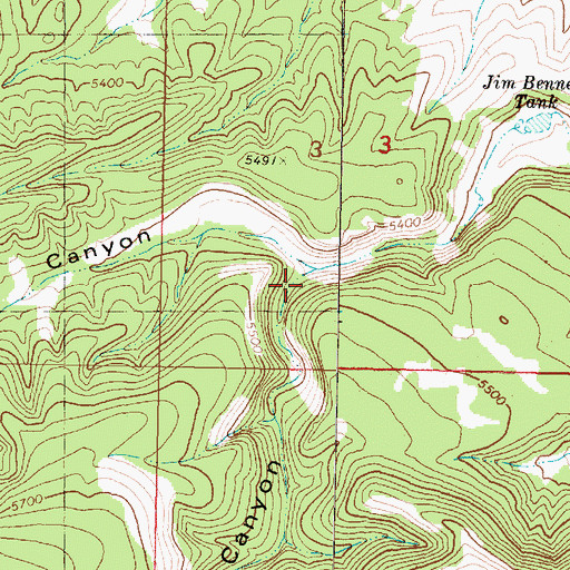 Topographic Map of Grapevine Canyon, AZ