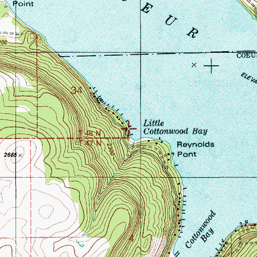 Topographic Map of Little Cottonwood Bay, ID