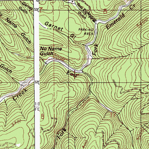 Topographic Map of Little East Fork Emerald Creek, ID