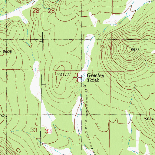 Topographic Map of Greeley Tank, AZ