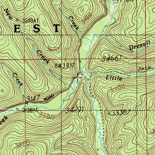 Topographic Map of Little Elk Creek, ID