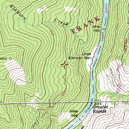 Topographic Map of Little Elkhorn Bar, ID