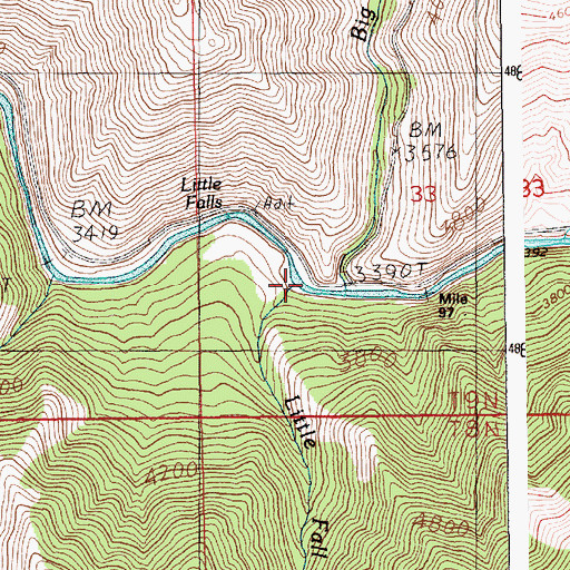Topographic Map of Little Fall Creek, ID