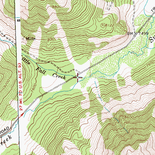 Topographic Map of Little Fall Creek, ID