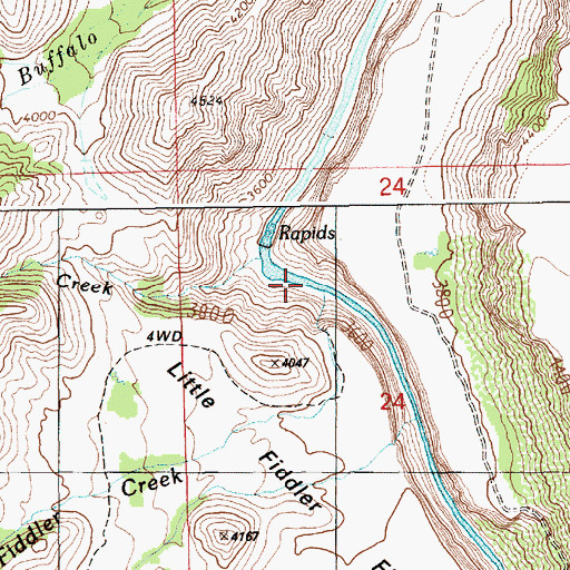 Topographic Map of Little Fiddler Creek, ID