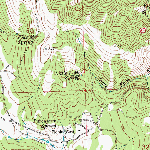 Topographic Map of Little Fork Spring, ID