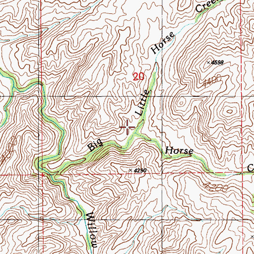 Topographic Map of Little Horse Creek, ID