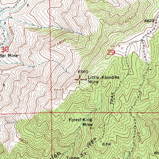 Topographic Map of Little Klondike Mine, ID