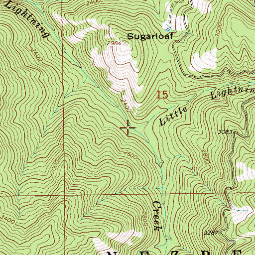 Topographic Map of Little Lightning Creek, ID