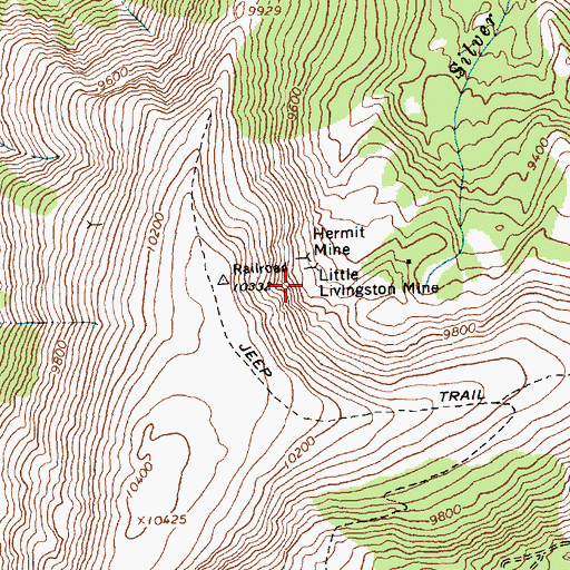 Topographic Map of Little Livingston Mine, ID