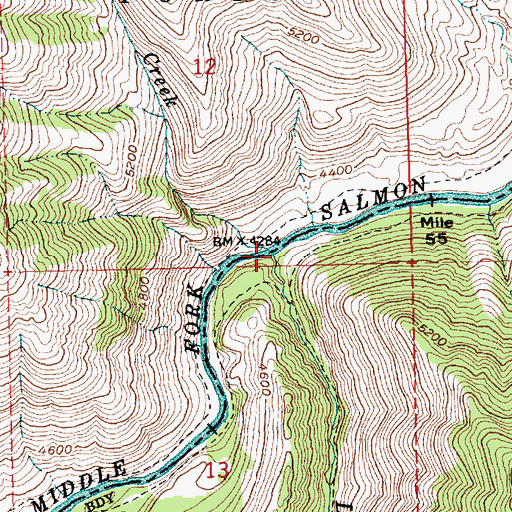 Topographic Map of Little Loon Creek, ID