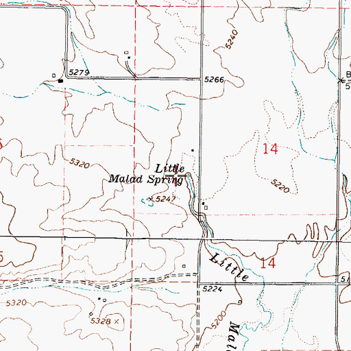 Topographic Map of Little Malad Spring, ID
